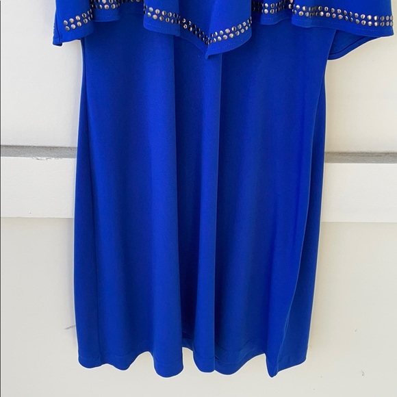 Guess Blue Cold Shoulder Ruffle Studded Dress - Picture 4 of 5